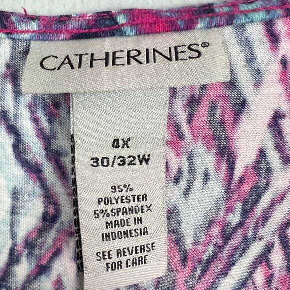 Catherines Women 4X Plus Cold Shoulder Maxi Dress Geometric Resort Vacation Boho - Picture 5 of 9